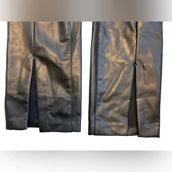 Abercrombie & Fitch Ultra High Rise Split Hem Faux Leather Pants Jeans Size 12 - Picture 4 of 7